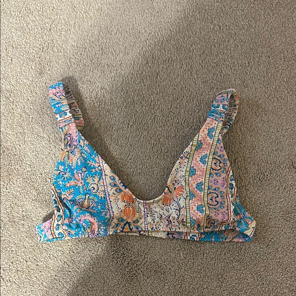 Wild Fable Blue and Orange Bustier Crop Bikini